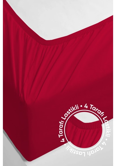 Penye Lastikli Çarşaf Pamuklu Jersey Çift Kişilik 160x200cm Bordo Bordo