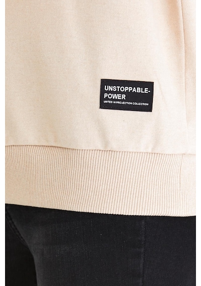 Comeor Kadın Bej Basic Bisiklet Yaka Regular Fit Rahat Sweatshirt 001