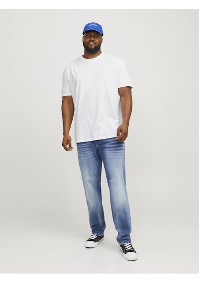 Jack & Jones Büyük Beden Düz Bisiklet Yaka Tisört - Bradley - 12250623 WHITE