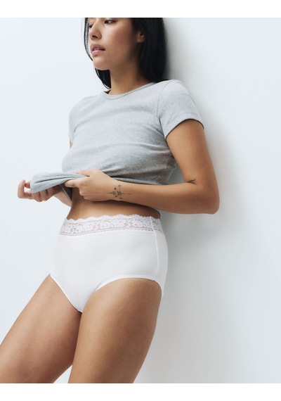 Marks & Spencer 5'li Dantel Detaylı Full Brief Külot Seti T61005022F Beyaz