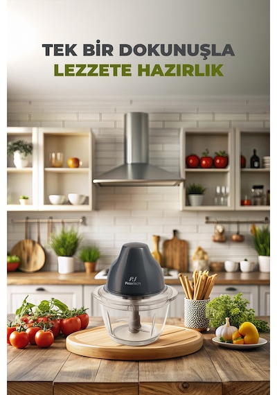 Pirantech YH-11 Cam Hazneli Rondo Dokunmatik Çalışma Paslanmaz Çelik Bıçak 2 Fonksiyonlu