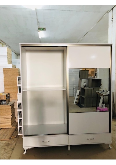 Doğandekorasyon Diştan Çekmeceli 180 Cm Ve 220 Cm Sürgülü Dolap Gardirop Raydolap
