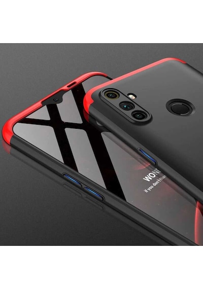 Kilifone - Realme 6i Uyumlu Kılıf Parmak İzi Tutmayan Alt Üst Geçmeli 3 Parça Ays Kapak - Kırmızı - T16053