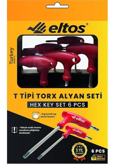 Eltos Tas006 T Tipi Torx Allen  Anahtar Takımı Seti 6 Parça