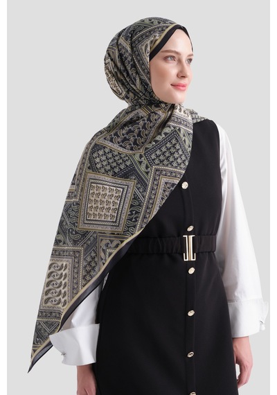 Armine Elegance Pamuk - İpek Şal As464 Siyah-sarı