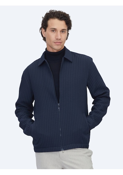 Kip Lacivert Regular Fit Dokuma Overshırt