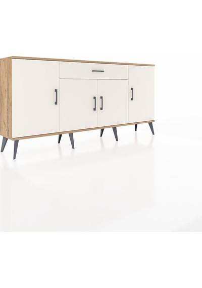 Arges Konsol 3 Raflı Tek Çekmeceli 4 Kapaklı 176x30x83 Çam-aytaşı/aytaşı Beyaz