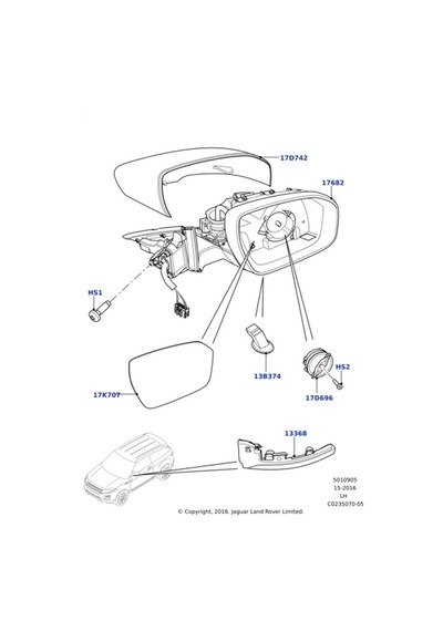 Landrover Evoque 2011-2019 Range Rover Dış Dikiz Aynası Sağ Oem No:lr025183