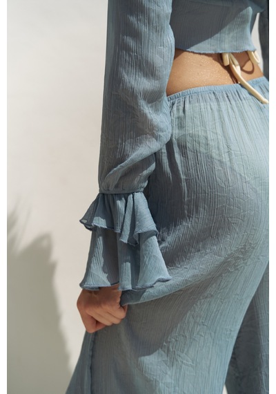 Mai Studios Co. Mai Collection Olivia Mavi Gömlek Pantolon Takım Mavi