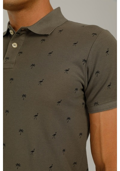 22971-men Poloshırt K.hak Haki Erkek Kısa Kol T-shirt Siyah