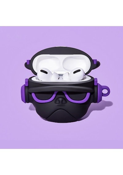 Bipower Apple Uyumlu AirPods 1-2. Nesil Kılıf Star Bulldog Mor