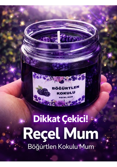 Reçel Mum Böğürtlen Kokulu Mum Dekoratif Mum Mor