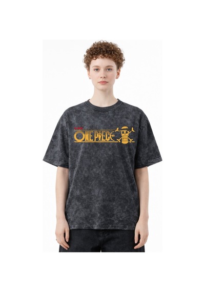 One Piece Monkey D. Luffy Ace Sabo Anime Baskılı Unisex Oversize Siyah