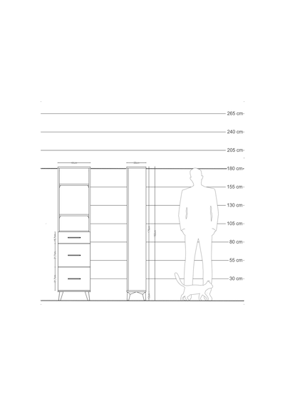 Arges Dolap 3 Raflı 3 Çekmeceli 44x30x182 Çam-aytaşı Çam
