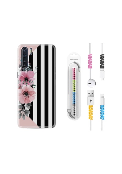 Oppo A91 Kılıf Kablo Koruyuculu Flowers 4 1390