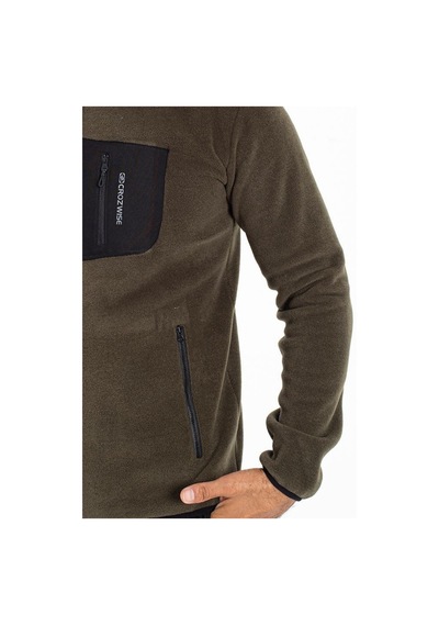 Crozwise Polar Fermuarlı Haki Erkek Outdoor Sweatshirt 6044-04 Haki