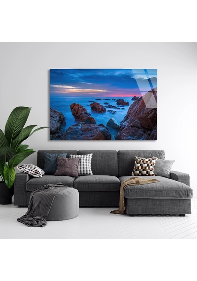 Kayalık Sahil - Cam Tablo - Deg1325 90 X 60 Cm
