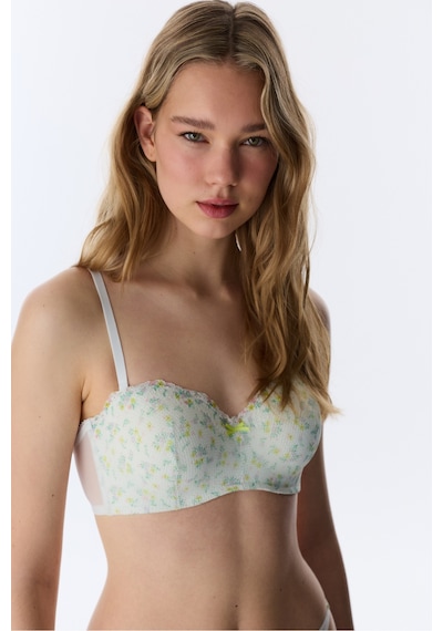 Penti Açık Mint Lotus Straplez Floral Balenli Sütyen