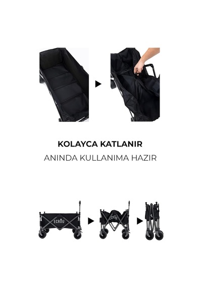 Masalı Katlanır Vagon Taşıma Arabası Siyah