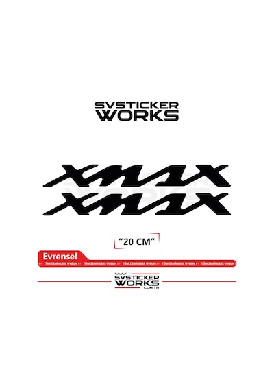 Yamaha Xmax Uyumlu Yazı Sticker Yüksek Kalite Özel Kesim Folyo 2'li Set Siyah
