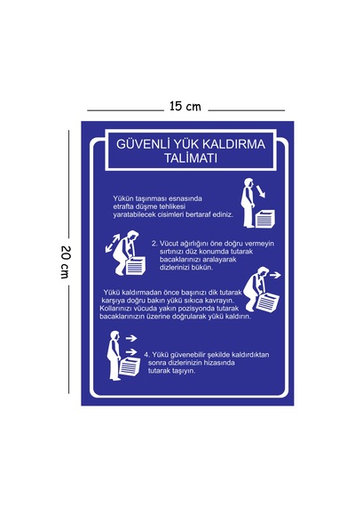 Metal Güvenli Yük Kaldırma Talimatı 15x20 Cm Uyarı İş Güvenliği Levhası