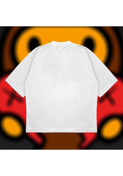 Startmore Bape X Comme Des Garçons Oversize Unisex Pamuklu Nefes Alan Kalın Kumaşlı Beyaz