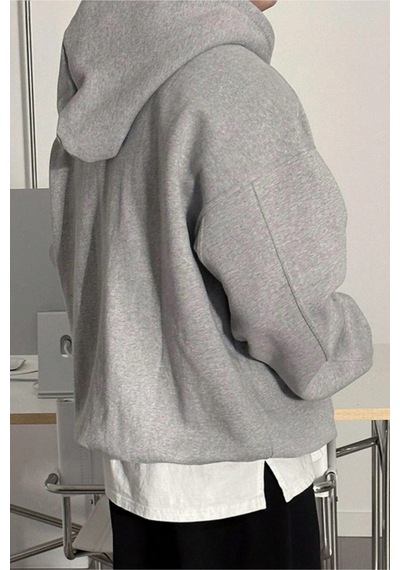 Tarz Cool Erkek Kapüşonlu Oversize Sweatshirt Gri