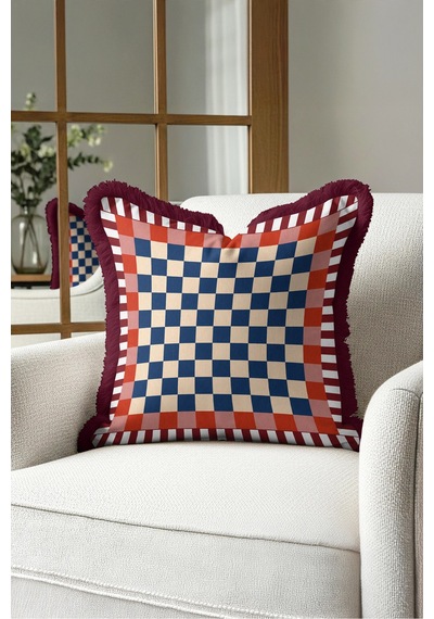 Geometrik Damalı Retro Ekose Saçaklı Yastık Kılıfı-eklektik Kare Desen Bordo Püsküllü Kırlent Kılıfı Serin Yörünge Mira Geometrik Damalı Retro Ekose Saçaklı Yastık Kılıfı-eklektik Kare Desen Bordo Püsküllü Kırlent Kılıfı Serin Yörünge Mira