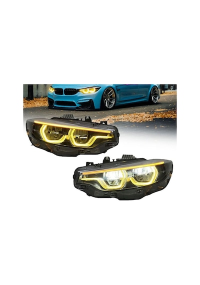 Autogp Bmw F32 F33 F36 Ön Far Lambası Ledi Lci Model Yellow Drl 2013 / 2016