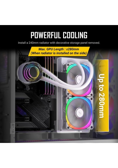 Nx416l White, 2x160mm + 1x120mm Argb Fan, Type-c, Temperli Cam, 360mm Radyatör Destekli Atx Mid-tower Oyuncu Kasası, B