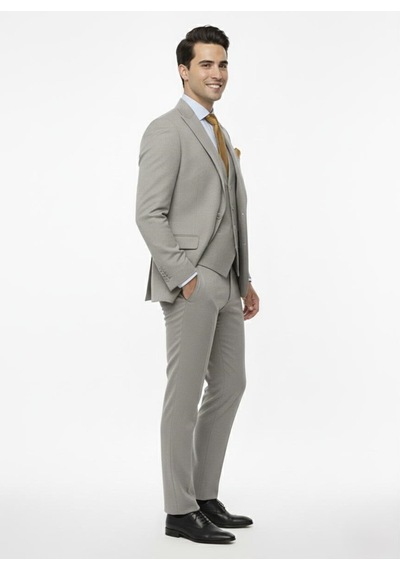 Presto Erkek Slimfit 6 Drop Yelekli Takım Elbise Gri 794-050 Gri