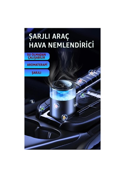Robeve Buhar Makinesi Şarj Edilebilir 4 Modlu Akıllı Araç Aroma Difüzörü Hava Nemlendirici, Otomatik Açılma Özellikli & Ortam Aydınlatmalı