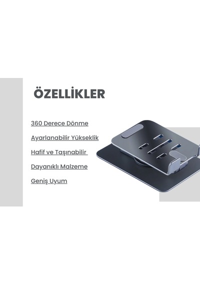 Cosmostech Telefon Ve Tablet Tutucu 360 Hareketli Katlanabilir Metal Masaüstü Stand Alüminyum