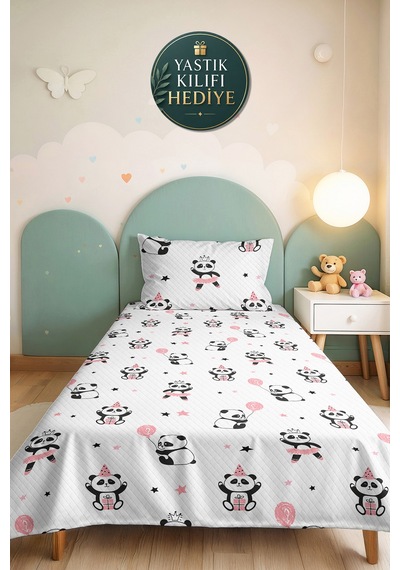 Evimde Bambaşka Panda Pembe Modern Kız Çocuk Pike Takımı-sevimli Siyah Yıldız Bebek Odası Yatak Örtüsü-160x220 CM Evimde Bambaşka Panda Pembe Modern Kız Çocuk Pike Takımı-sevimli Siyah Yıldız Bebek Odası Yatak Örtüsü-160x220 CM