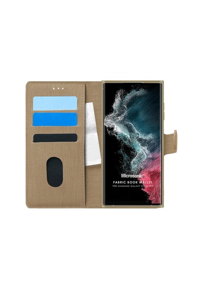 Microsonic Samsung Galaxy Uyumlu S22 Ultra Kılıf Fabric Book Wallet