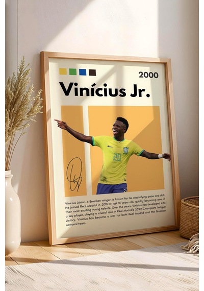 Vinicius Junior Çerçeveli Tablo - Dekoratif Çerçeveli Futbolcu Poster Tablo