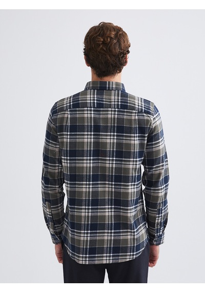 Lcwaıkıkı Classic Haki Regular Fit Ekose Gabardin Erkek Gömlek