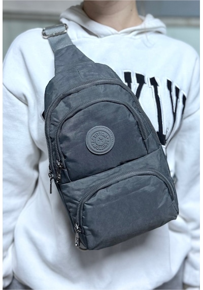 Su Geçirmez Kumaş Gri Unisex Body Bag Çapraz Omuz Çantası Gri