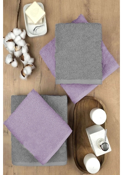 4 Lü Banyo Havlusu Takımı Soft Büyük Havlulu Pamuklu Havlu Seti 90x150 Cm Gri 001