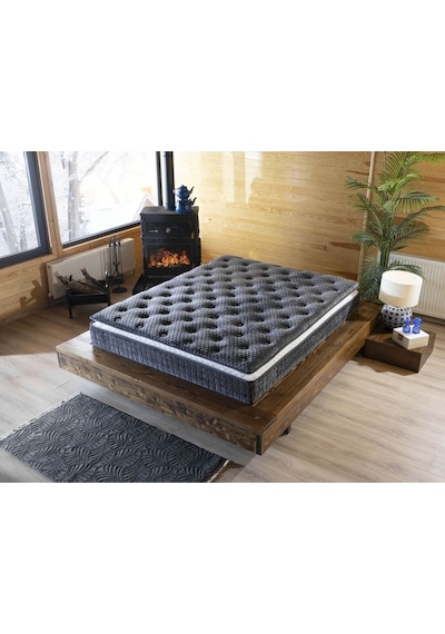 Mu&bah Gri Ultra Ortopedik Hilal Pedli Paket Yaylı Tavşan Tüyü Kumaş Yatak 120x200