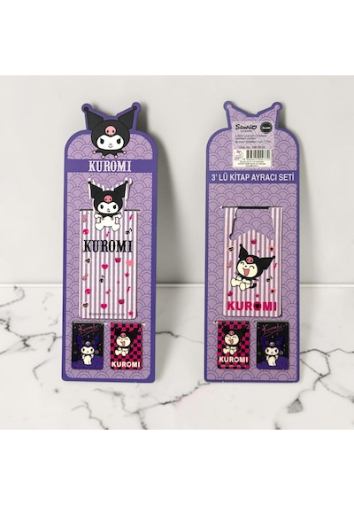 Bakgelal Sanrio Lisanslı Kuromi 3 Lü Manyetik Kitap Ayracı Seti Sevimli Bookmark Kırtasiye Aksesuarı - 9075693633188