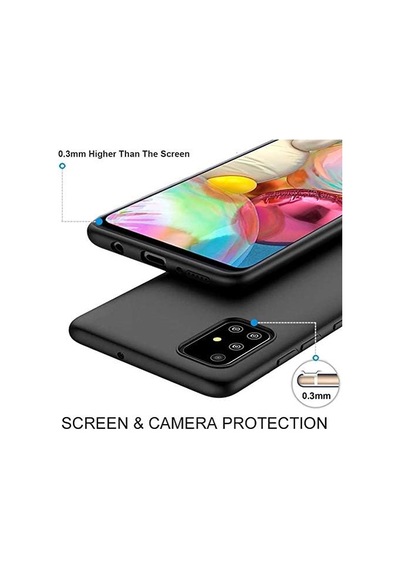 By Conners Galaxy A71 Mat Siyah Silikon + 2 Adet Cam Ekran Koruyucu