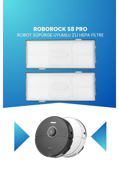 Roborock S8 Pro Robot Süpürge Uyumlu 2'li Hepa Filtre