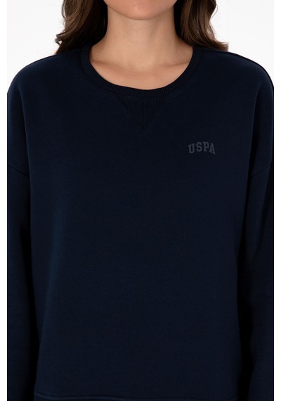 U.S. Polo Assn. Kadın Lacivert Şardonlu Bisiklet Yaka Basic Sweatshırt 50313586-VR033