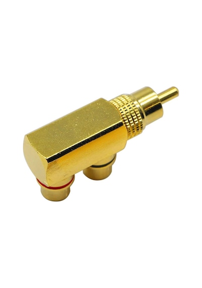 1 Erkek - 2 Dişi Gold 90 Derece Rca Çoklayıcı Tek