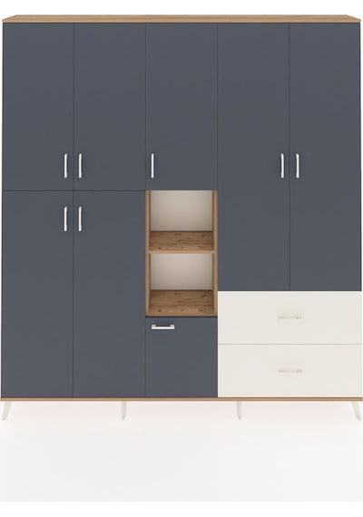 Arges Dolap 12 Raflı 2 Çekmeceli Tek Askılı 220x30x243 Çam-antrasit/aytaşı Antrasıt/aytası Arges Dolap 12 Raflı 2 Çekmeceli Tek Askılı 220x30x243 Çam-antrasit/aytaşı Antrasıt/aytası