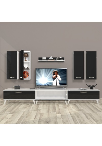 Decoraktiv Eko 8d Slm Retro Tv Ünitesi Tv Sehpası Beyaz - Siyah