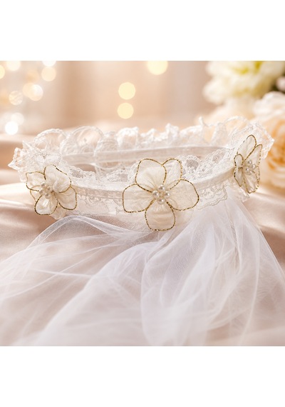 Çiçekli İncili Duvaklı Taç Çember Model Bekarlığa Veda Parti Aksesuarı Bride Diğer