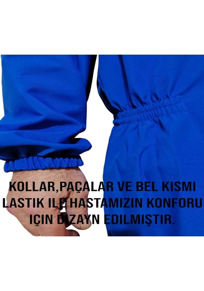 Benlife Uzun Kol Demans Tulumu Hasta Bakım Kıyafeti Mavi