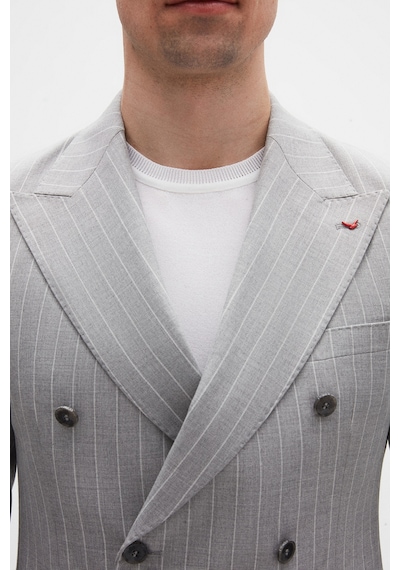 D's Damat Regular Fit Gri Çizgili Kruvaze Takim Elbise 4hf05ort01588 Gri